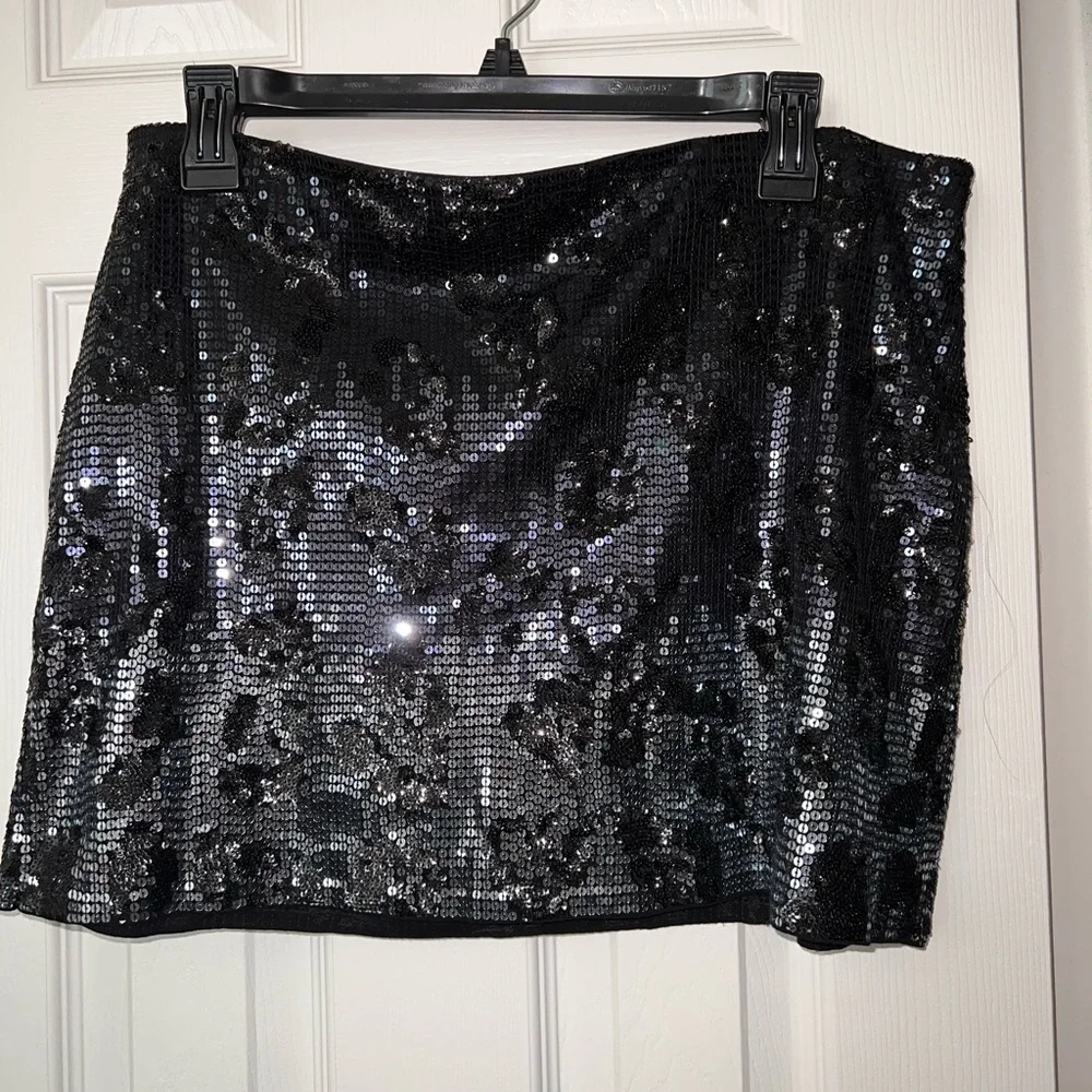 Express Sequin Leopard Print Mini Skirt, Size M - Picture 1 of 3